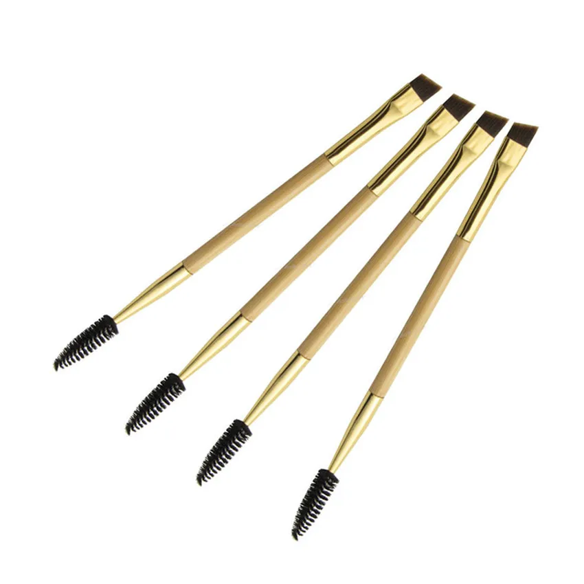 SAIANTTH – brosses à cils double tête avec poignée en bambou, tube en aluminium, crayon à sourcils, boucles, maquillage, beauté, 2 pièces