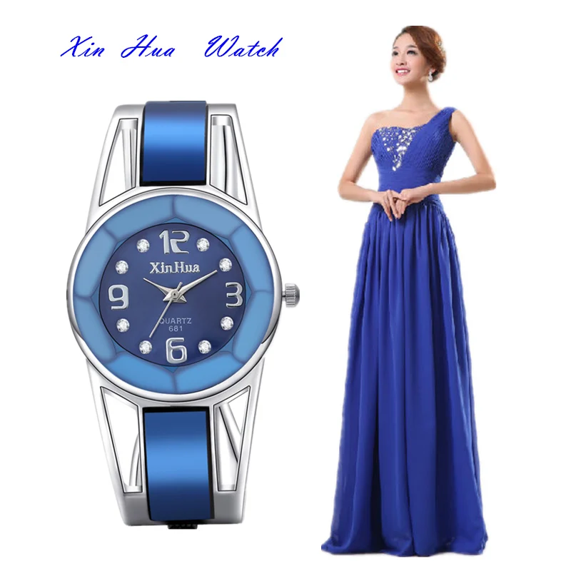 Women Watch XINHUA Stainless Steel Quartz Bangle Watches Fashion Elegant Hot Sale major wristwatch blue white pink black relojes