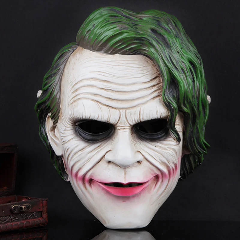 Halloween The Dark Knight Theme Joker Resin Mask Cosplay Costume Masquerade Kit Mask Men Women Full Face Horror Collection Props