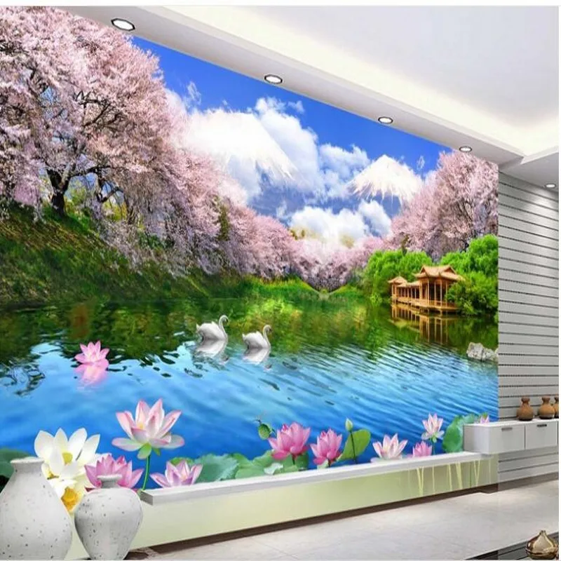 

wellyu Customized large - scale murals very beautiful high - definition cherry TV background wall wallpaper papel de parede