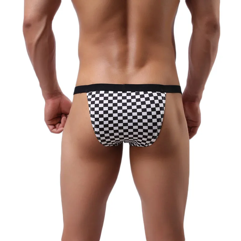 Sexy Men\'s Briefs Plaid Low Waist Cotton Men Underwear Briefs Gay Pouch Wonderjock Mens Underpants Male Panties Hight Quality