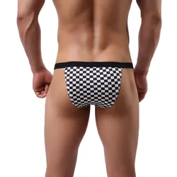 Sexy Men's Briefs Plaid Low Waist Cotton Men Underwear Briefs Gay Pouch Wonderjock Mens Underpants Male Panties Hight Quality