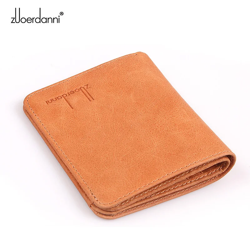 Ultra-thin mini wallet men short purse Retro leather vertical purses female slim wallet high quality A605-1