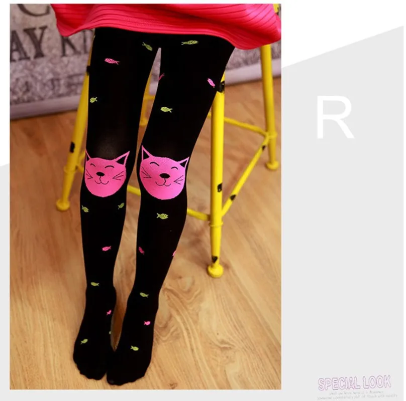 

Kids Girls Colored Tights Velvet Candy Colors Cute Cat Fish Tights for Baby Children Pantyhose Stocking Autumn