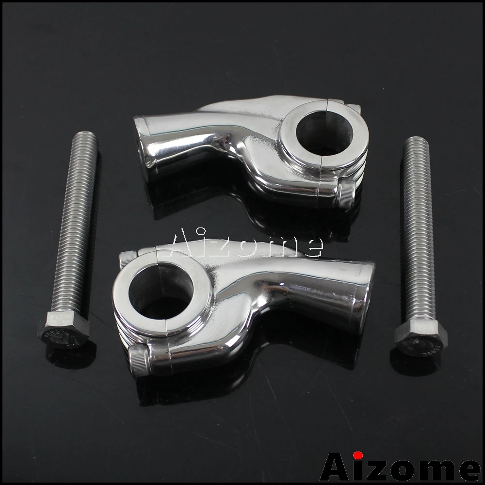 Silver Motorcycle Custom 25mm Handlebar Risers Clamps For Harley Honda Yamaha Cruiser Vintage Style 1\