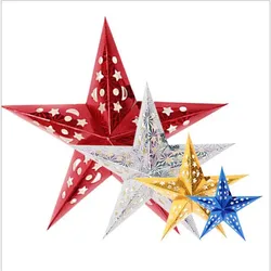 1PCS Christmas Decoration For Home Laser Paper Christmas Star Hanging Ornament Three-Dimensional Ornaments Festive Decorations