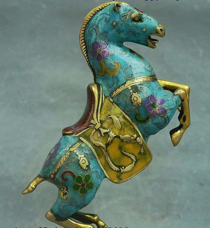 Free Shipping 23cm Rarely China Bronze Cloisonne Enamel Fengshui Wealth Horse Beast The Ball Statue