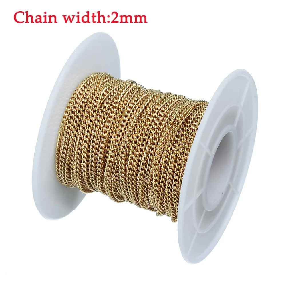 10 Yard/lot Stainless Steel Chain Bulk Silver/Gold color Width 1mm 1.5mm 2mm 2.5mm  Link Chain for DIY Necklace Jewelry Making image 4