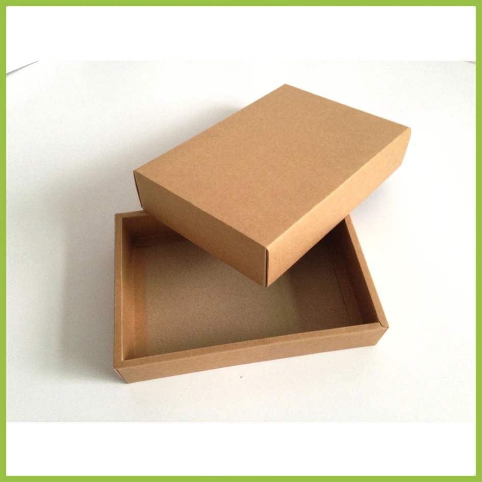 

DHL 50Pcs/Lot 23.3*15.2+3cm Vintage Kraft Paper Cardboard Pack Boxes With Lid Gift Postcard Jewelry Kraft Paper Packing Boxes