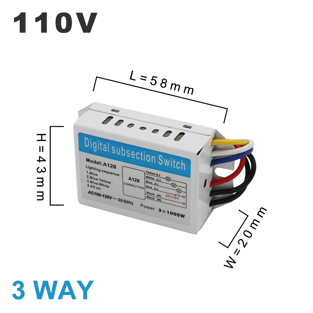 AC110V 2/3 Roads Independence Control Section Switch 2 Ways Digital Subsection Switch 3 Ways Piecewise Switch For Ceiling Light