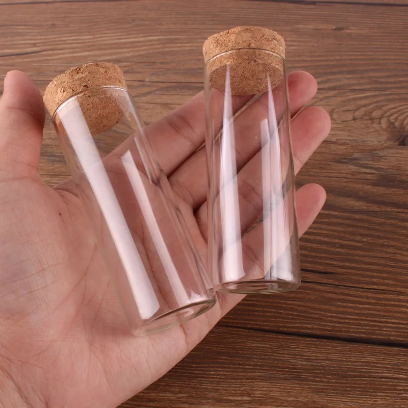 Dia 30mm: 15ml 25ml 30ml 35ml 40ml 50ml 60mlTransparent Glass Test Tube Vials Terrarium with Cork Stopper Glass Container 24pcs