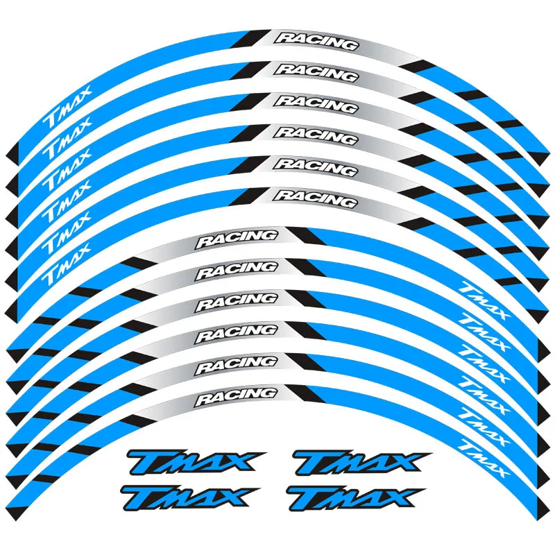 Nova alta qualidade 12 pçs ajuste da roda da motocicleta adesivo tarja decalques reflexivos aro para yamaha tmax