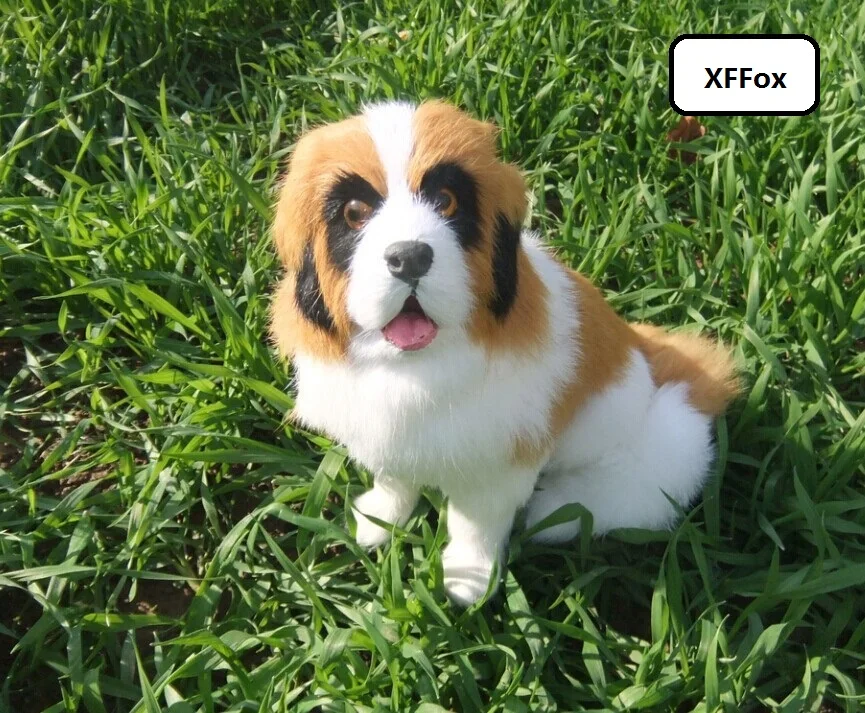 new real life saint bernard dog model plastic&furs sitting dog doll gift about 20x16cm xf1585