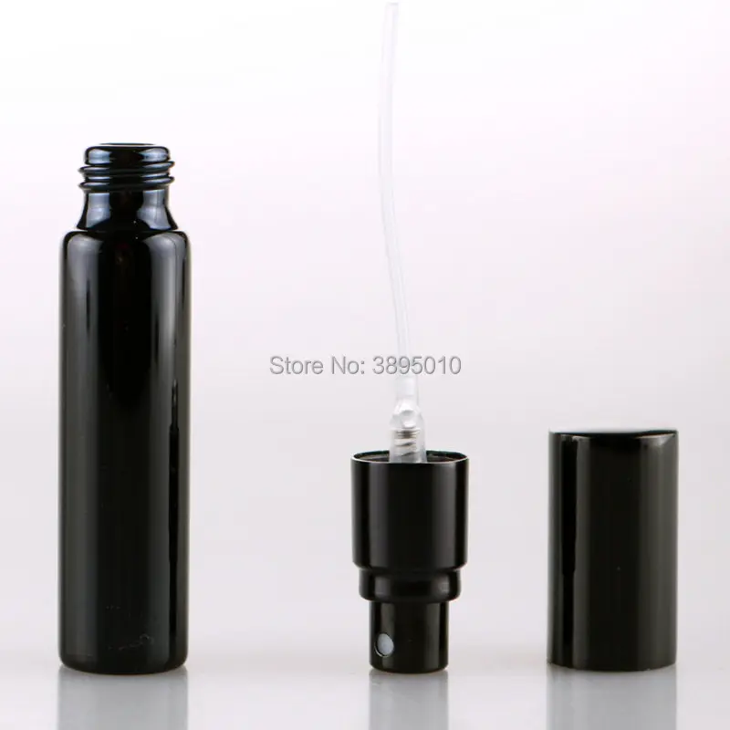 10ML Mini Portable Glass Perfume Bottle With Black Sprayer Empty Cosmetic Parfum Vial F1105