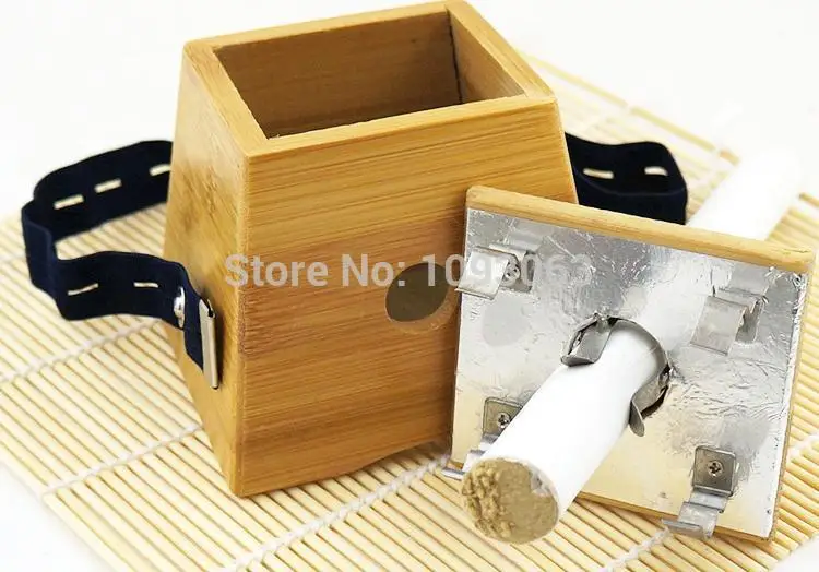 Caja de moxibustión Monocular con orificio de bambú grueso, madera Moxa