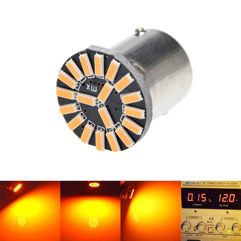 

1x 1156PY BAU15S Amber Orange Yellow Car 4014 LED 19 SMD 150 Degree PY21W 7507 Turn Signal Light Tail Reverse Bulb 12V