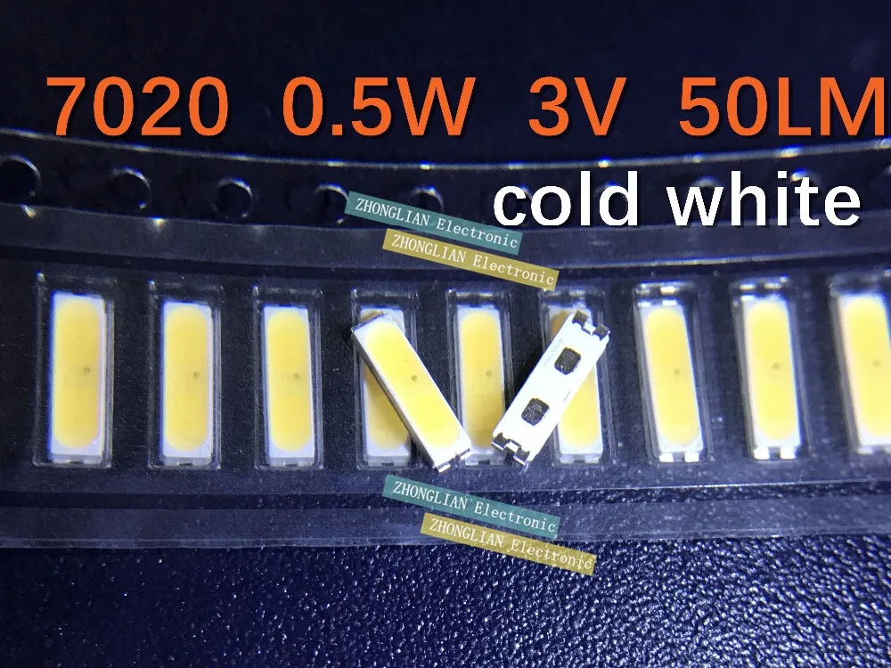 

1000PCS/Lot LED 7020 SMD beads LCD TV display backlight 0.5W3V cold white bright 50LM Korea