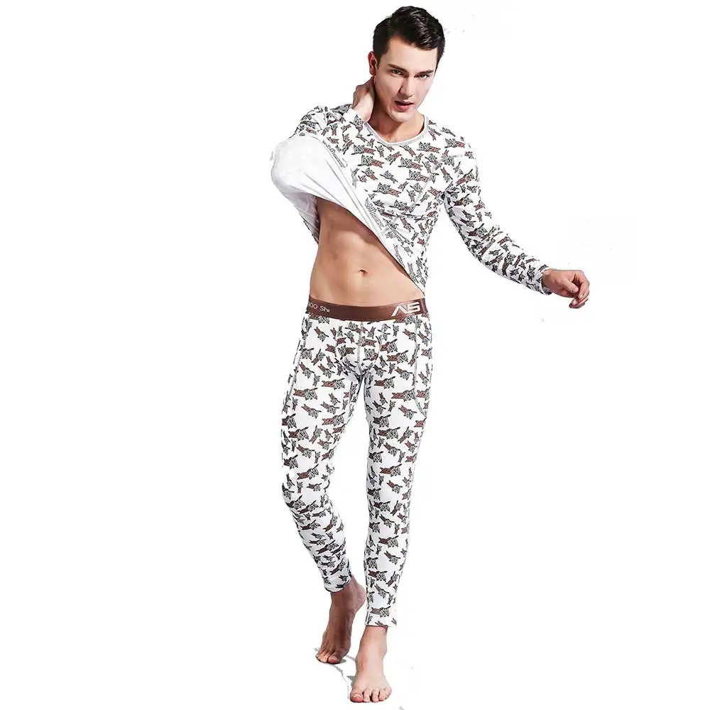 men\'s fashion Thicken cashmere long johns set legging pants tight thermal underwear men High collar thick warm winter clothing