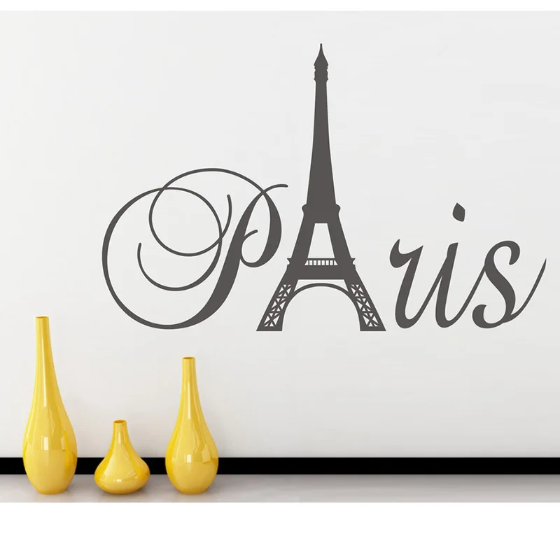 Paris Art Eiffel Tower Removable Vinyl Wall Stickers Decals Quote Living room bedroom background Home Decor 37x60cm