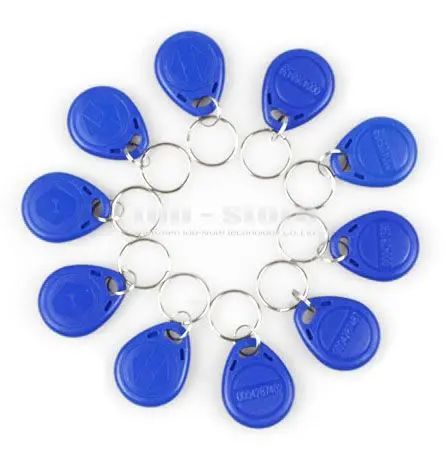 DIYSECUR 10pcs Blue125Khz RFID Card Keyfobs For Access Control System And Other RFID Reader Use