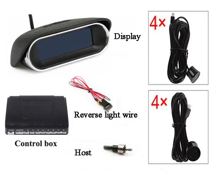 Car Parking Sensor Kit 8 Sensors 22mm Backlight LED Display Reverse Backup Radar Monitor Detector System 12V 7 Colors