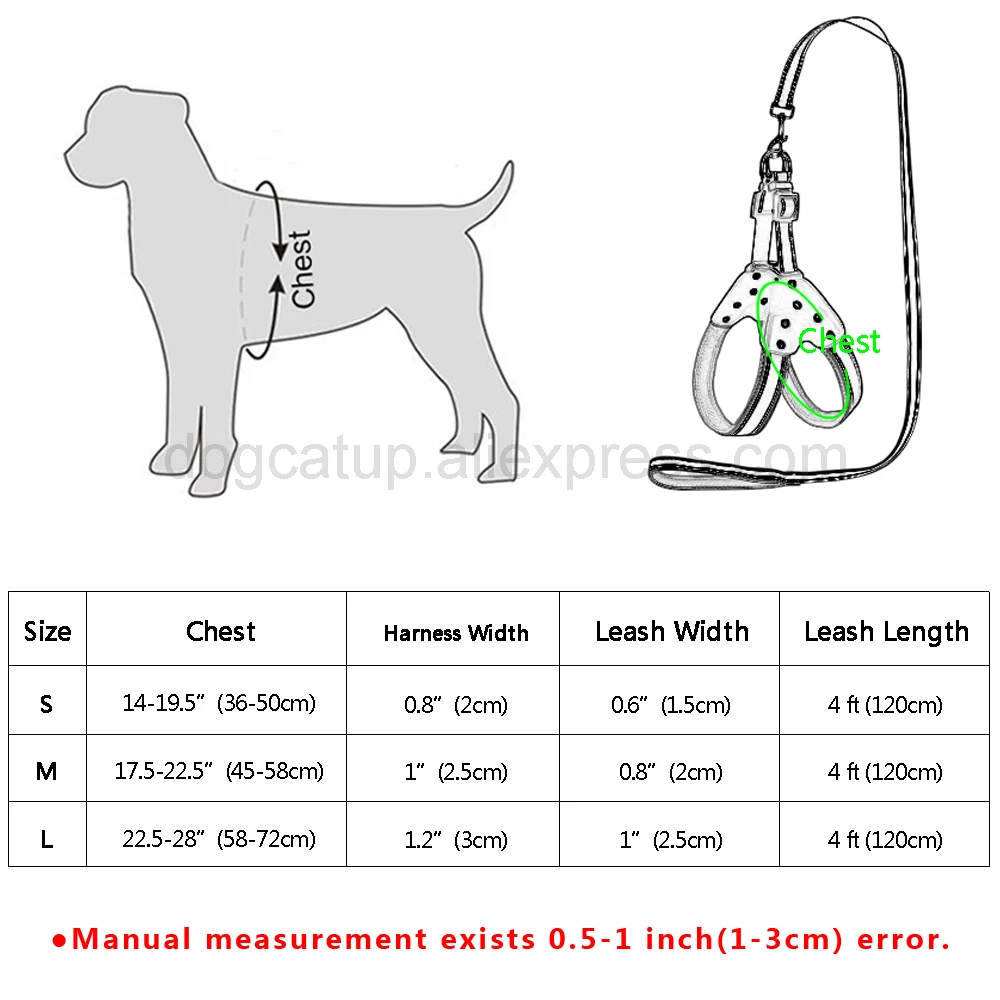 Reflective Pet Dog Vest Harness and Leash Set Rhinestone Pets Harnesses Lead for Small Medium Big Dogs Mesh Nylon Chest Strap