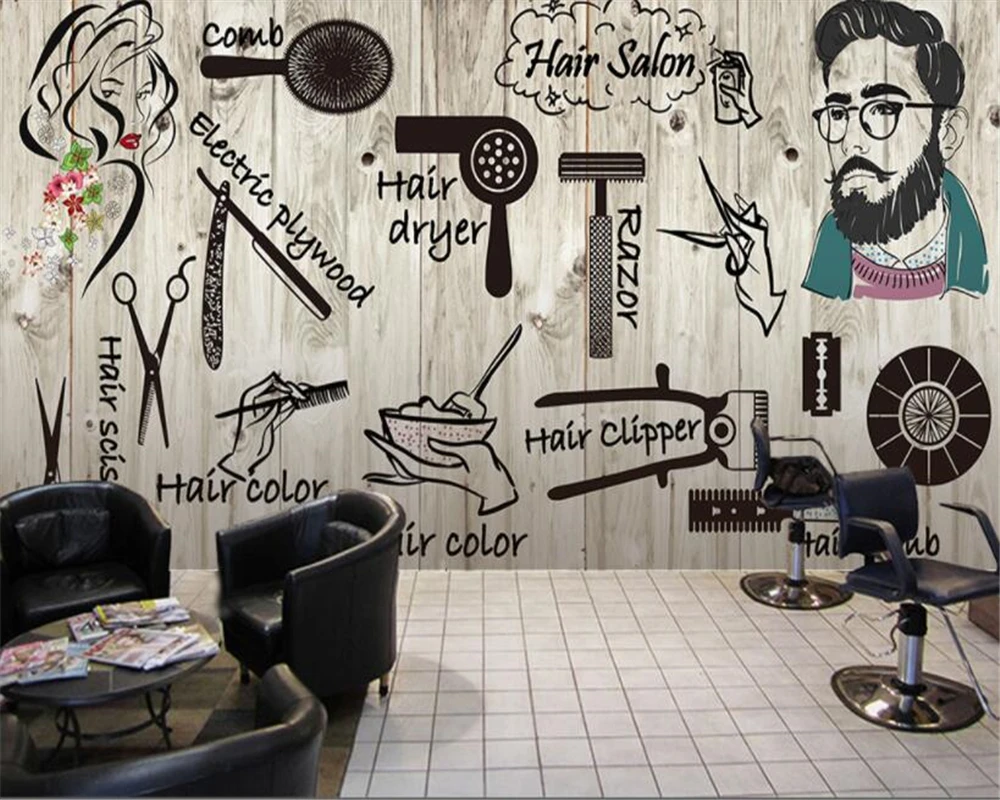 

beibehang papel de parede Personality Fashion Salon Hair Salon Beauty Salon Nail Shop wallpaper behang papel pintado tapety