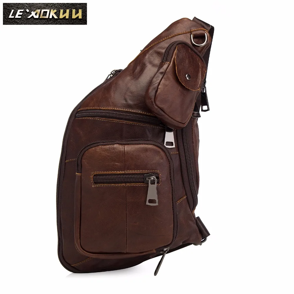 Men Original Leather Casual Fashion Crossbody Chest Sling Bag Design Travel 8