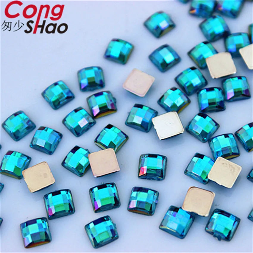 100pcs 5mm 3D Nail Art Square Stones Flatback Crystals Acrylic AB Rhinestone Trim Phone DIY Not Hotfix Face Decoration WC468