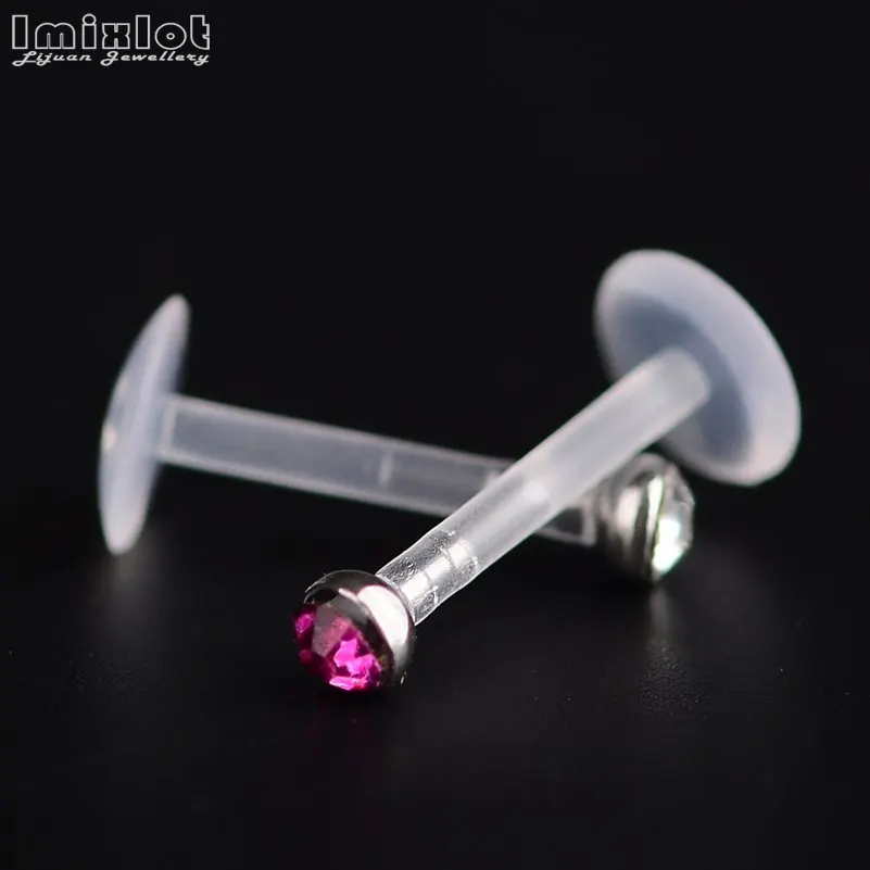 10Pcs Bioplast Flexible Labret Lip Ring Ear Helix Tragus Cartilage Studs Piercing Mixed Color Body Piercing Jewelry