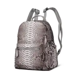 2018 fashion genuine real snake python skin leather women leisure backpack small daily bag nude and black color