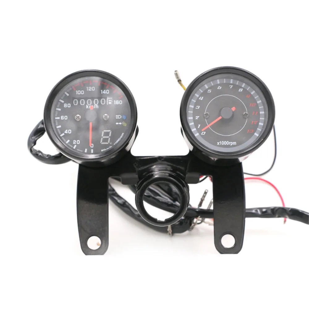 Universal Motorcycle LED Odometer Tachometer Speedometer Gauge RPM KM/H