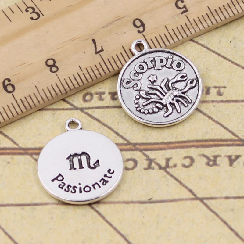 15pcs Charms Zodiac Scorpio Passionate 20x17mm Tibetan Pendants Crafts Making Finding Antique Jewelry DIY For Necklace