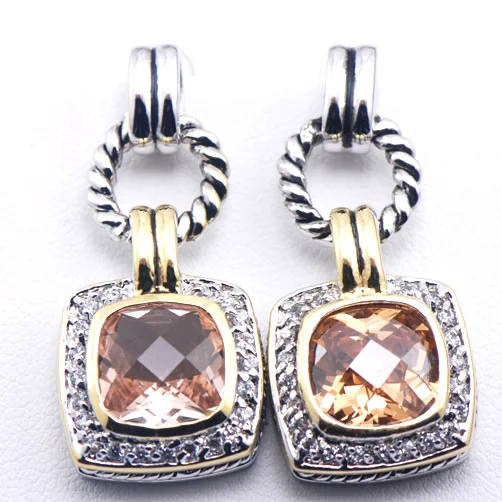 

New Morganite Woman 925 Sterling Silver Crystal Earrings TE383