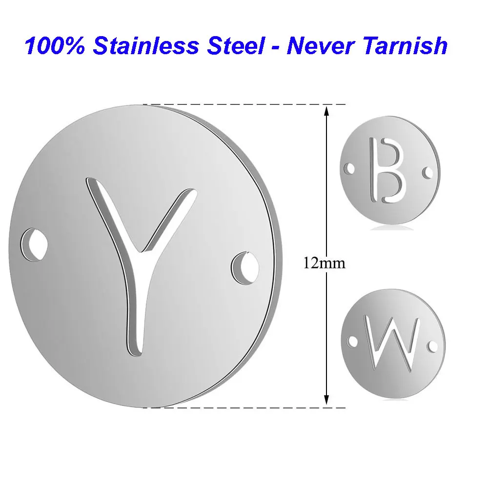10pcs/Lot 316 Stainless Steel Initial Name Charms Vnistar DIY Alphabet 26 Letter Making Charms for Bracelets Wholesale