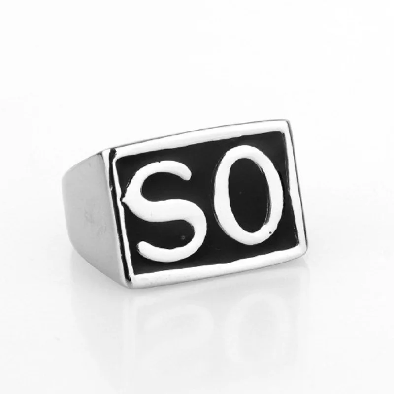 2Pcs Men SONS Ring 316L Stainless Steel SO NS Silver Color Size 7-15 Wedding Biker Motor