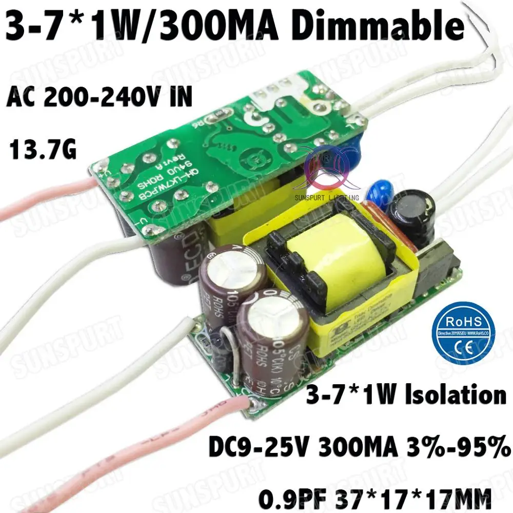 3-10 Pieces LED Driver SCR Dimmable Isolation 3-20W 3-7x1W 7-20x1W 300mA DC9-68V Inside External Constant Current Free Shipping