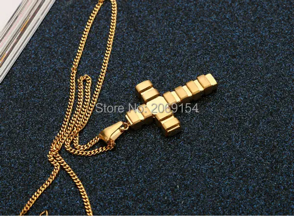 PAPERPLUS | Gold Cross Pendant for Boy.Stainless Steel Luxury Punk Necklace. Men's Religious Jewelry.High Quality.Waterproof