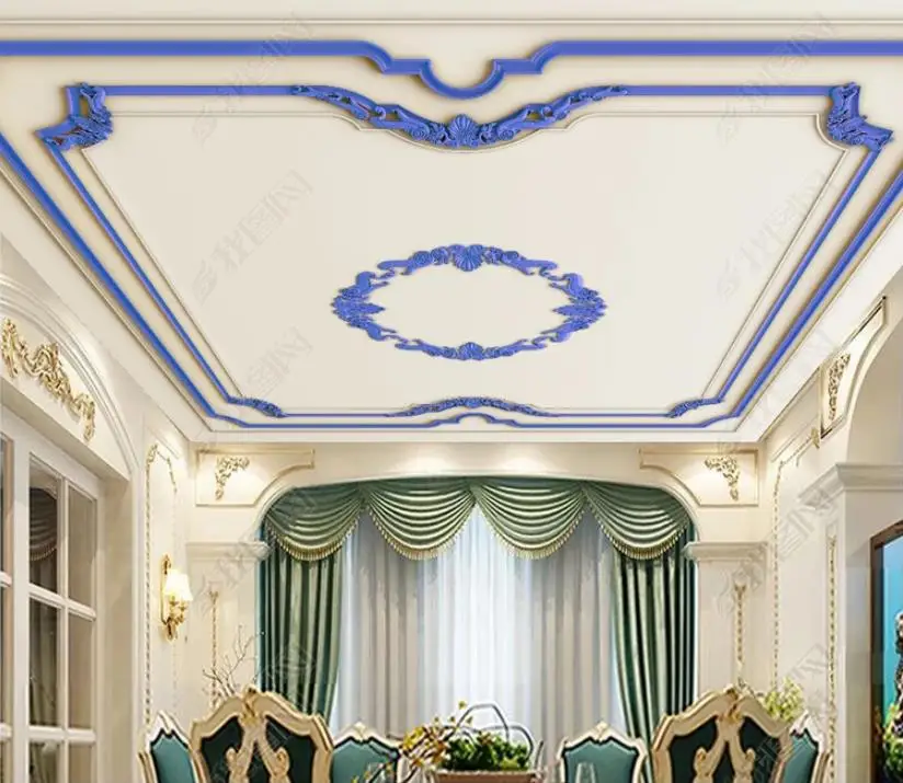 

Custom ceiling photo Wallpaper 3D Mural Wall paper Blue embossed European 3D ceiling Living Room TV Walls Wall papers Home Decor