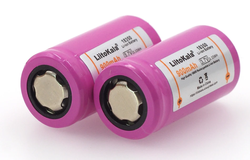2 pz. batteria al litio 900 mAh batteria ICR18350 Liitokala 3.7 V cilindrica fumo elettronico lampade