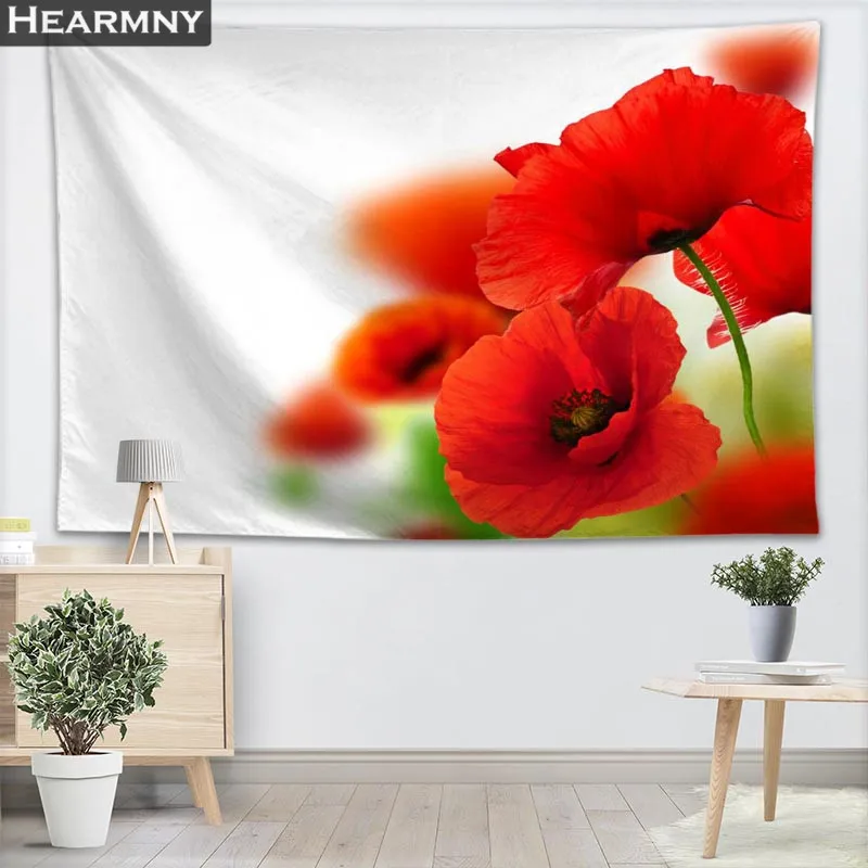 HEARMNY-tapiz de amapolas para colgar en la pared, hojas decorativas para el hogar, toalla de playa, estera de Yoga, manta, mantel, tapiz de pared