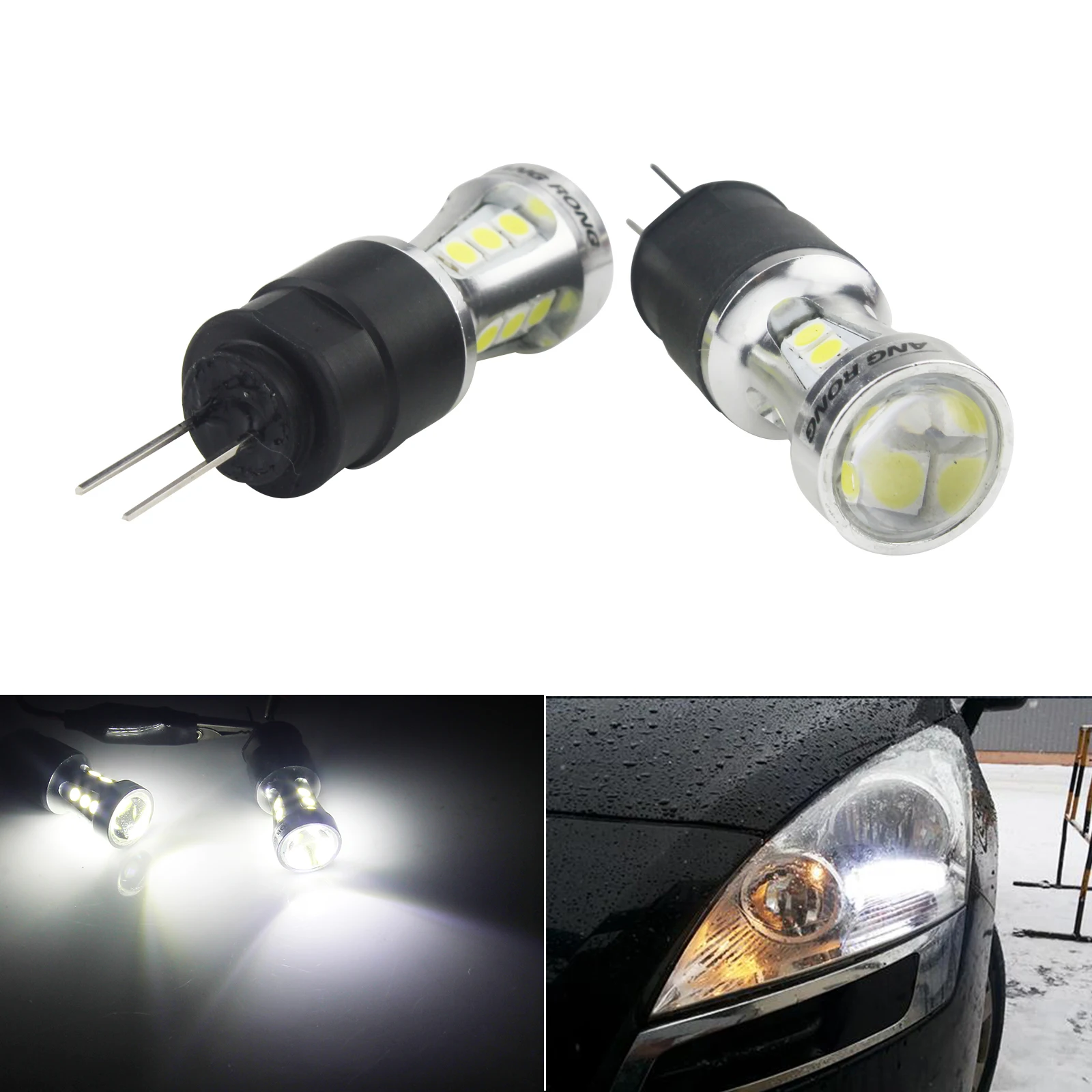 

ANGRONG 2x HP24W G4 18 SMD LED Daytime Running Light Bulbs For Citron C5 For Peugeot 3008 5008