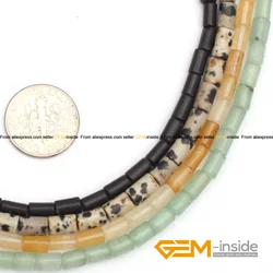4x6 Column Tube Natural Stone Beads Aventurine Jades Dalmatian Jaspers Agates DIY Beads For Jewelry Making