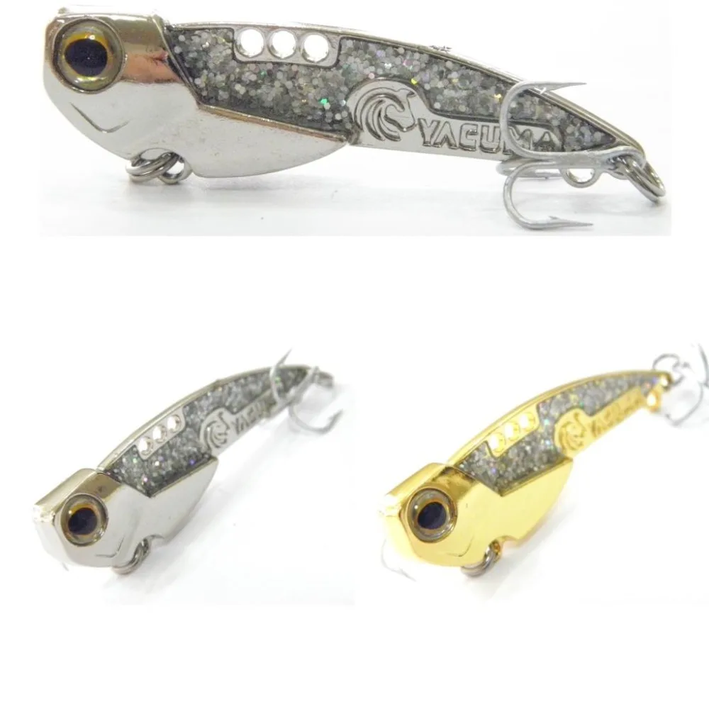 wLure 10g 15g 20g Yacuma Brand Metal Blade Lure Gold Silver Plating with Glitter High Reflection Vertical Jigging Lure BL10