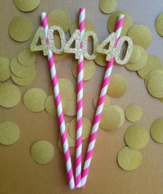 customize any number 30th 50th 40th 90th birthday Stripe Paper Straws wedding bridal shower anniversary party straws