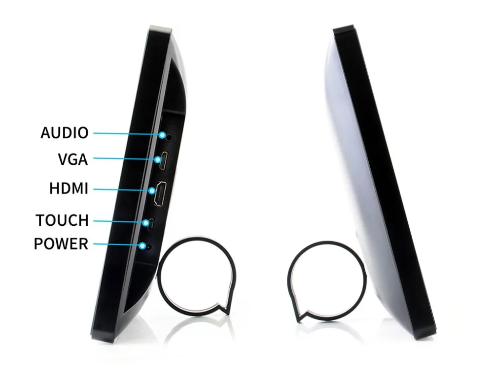 Wavesare-monitor de resolução 1920x1080, tela lcd hdmi com caixa, monitor de resolução x, capacitivo, touch screen, suporta raspberry pi bb, preto