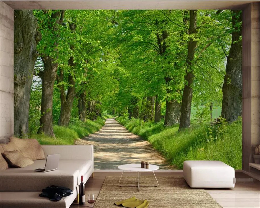 

beibehang Custom Wallpaper 3d forest avenue scenery Nature Modern Forest Path Wall Sticker Living Room Bedroom Mural wallpaper