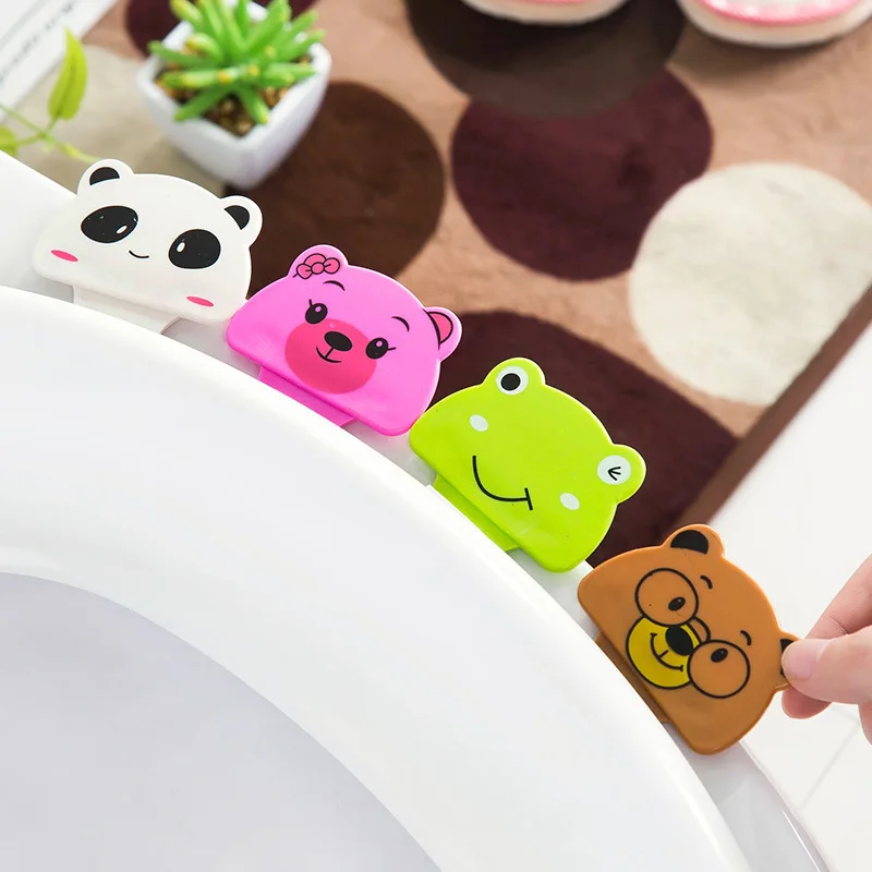 

200pcs/lot Cute cartoon toilet lid is put creative portable clamshell device, not dirty hands lifted the toilet lid LZ0968