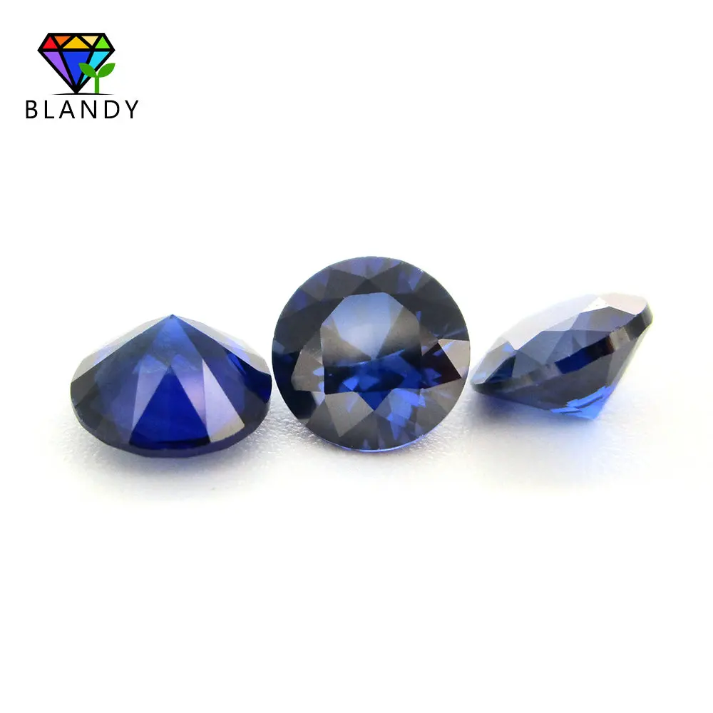 

Factory Price 1.0~3.0mm Dark Blue Corundum Synthetic Stones Round Machine Cut Sapphire Blue Stone Gems for Jewelry