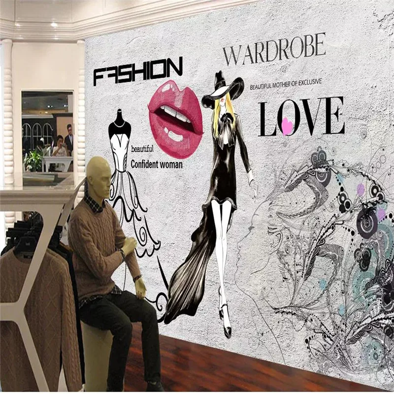 

Fashion simple trend clothing store background wall professional production mural photo wallpaper can be customized